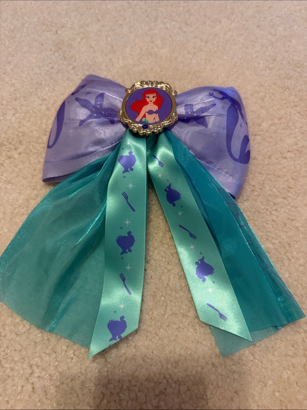 Light Up Disney Ariel Purple and Teal Bow Hair Clip